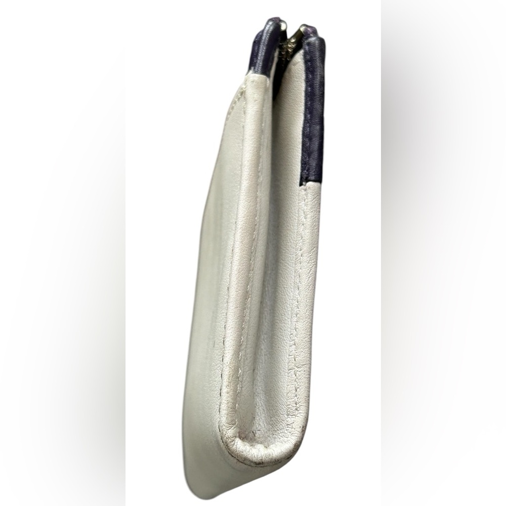 Coach Leather Legacy Zippy Wristlet Wallet Colorblock Purple White - Picture 12 of 16